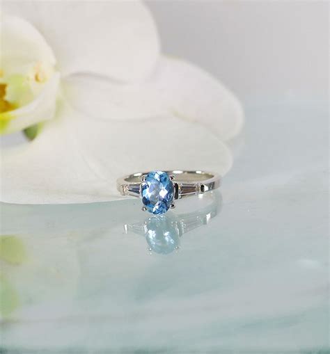 Oval Aquamarine Ring Handmade Natural Gemstone Design