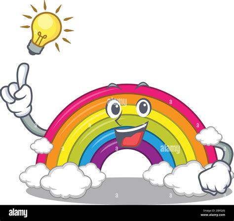 Mascot character design of rainbow with has an idea smart gesture Stock ...