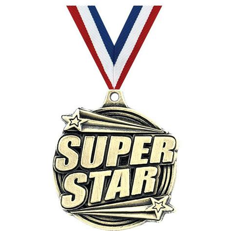 Super Star Medals, 2" Gold Diecast Super Star Medal Award 100 Pack ...