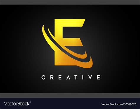 Golden letter e logo design Royalty Free Vector Image