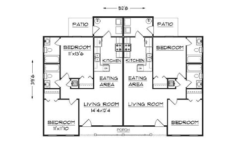 Duplex plan J891d | Duplex floor plans, Duplex house plans, Small house blueprints