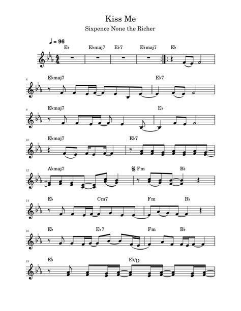 Kiss me – Sixpence None the Richer Sheet music for Piano (Solo ...