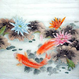 Page 9 Chinese Koi Fish Paintings, Chinese Scroll with Koi Fish from China