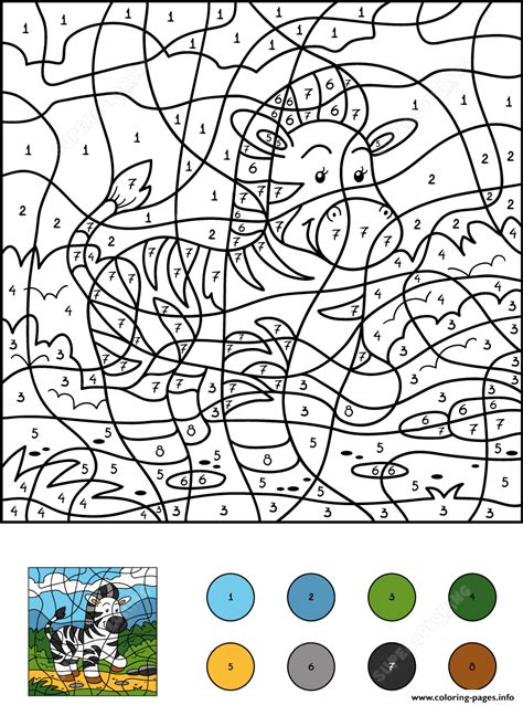 Color By Numbers Zebra Color By Number Coloring page Printable