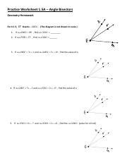 angle bisector practice 1 .pdf - Practice Worksheet 1.5A - Angle Bisectors Geometry Homework For ...