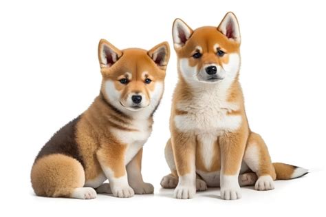 Premium AI Image | Two cute puppies of Japanese Shiba Inu or Akita ...