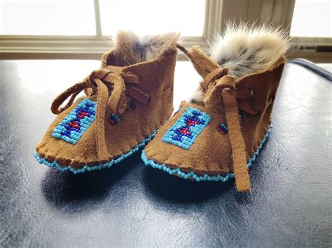 Baby Moccasins - Beaded Moccasins - Buckskin - Beadwork - Rabbit Fur ...