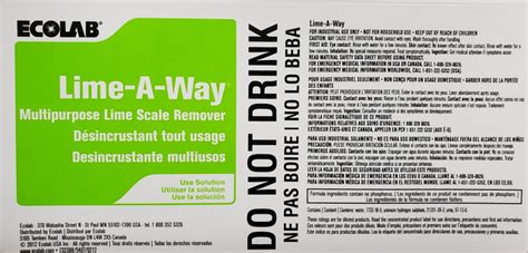 Ecolab OSHA Required Spray Bottle Labels Lime Away Cleaner | National Everything Wholesale