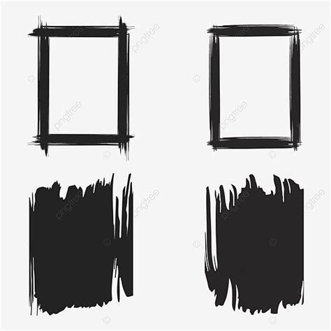 Abstract Frame Clipart Hd PNG, Abstract Brush Frame Set, Brush, Abstract, Black PNG Image For ...