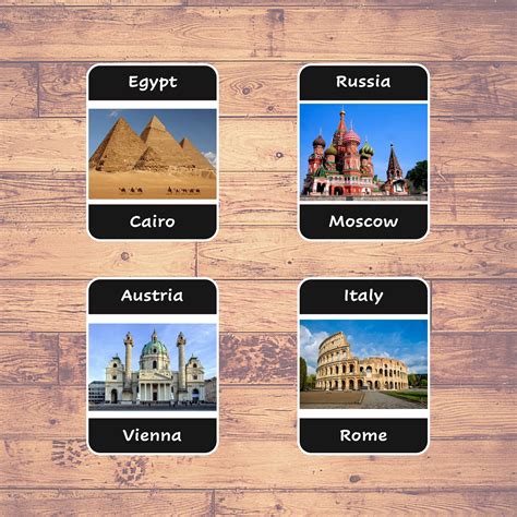 World Countries and Capitals (Set 1) | 100 Flash Cards, Montessori Cards, World Capital Cities ...