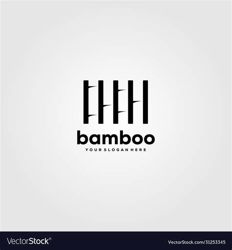 Minimalist bamboo logo design in negative space Vector Image