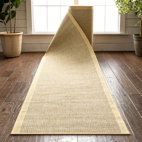 Well Woven Odin Custom Size Indoor/Outdoor Runner Solid & Striped Yellow 31 Inch Width x Choose ...