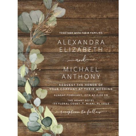 Wooden Rustic Leafy Wedding Invitations – Pretty Creations