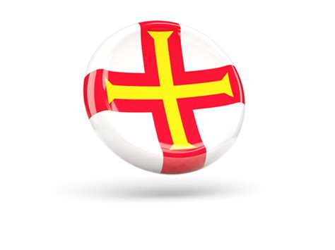 Shiny round icon. Illustration of flag of Guernsey