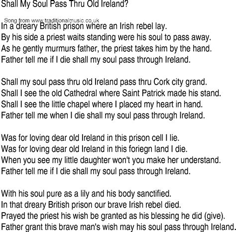 Irish Music, Song and Ballad Lyrics for: Shall My Soul Pass Through Old Ireland