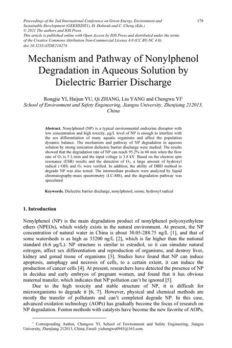 (PDF) Mechanism and Pathway of Nonylphenol Degradation in Aqueous ...