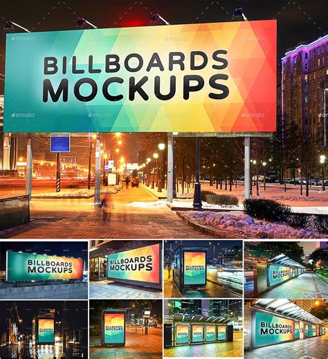 Billboard mockups at nignt set | Free download