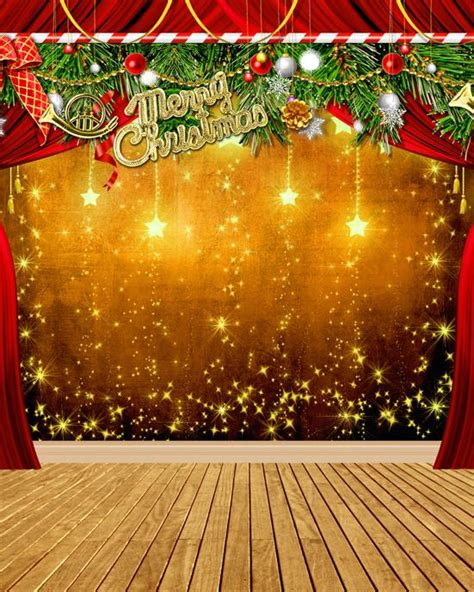 Attractive Garland Christmas Tree Photography Props Backdrops Fadeless ...