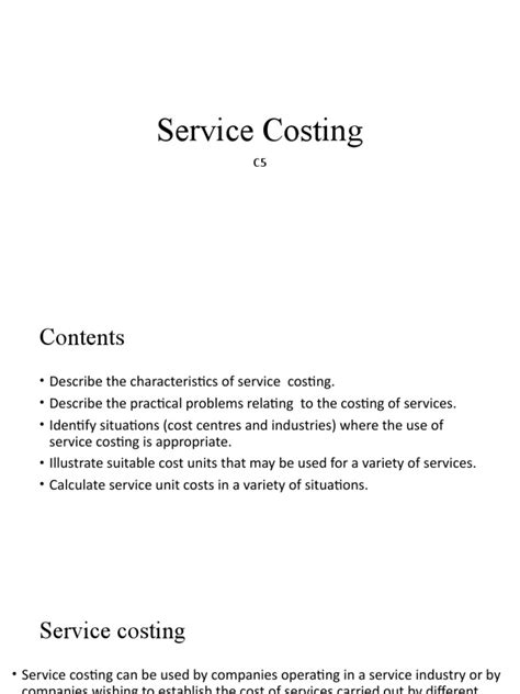 Service Costing | PDF | Cost | Cost Accounting