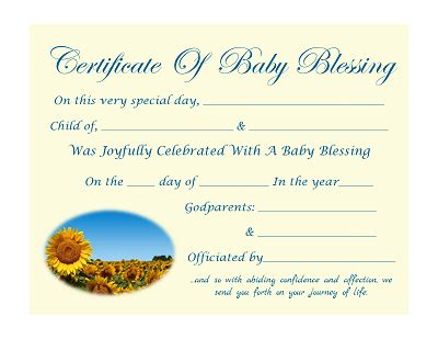 Baby Blessing Certificates Tulip and Sunflower Inset | Baby blessing, Baby dedication, Blessed