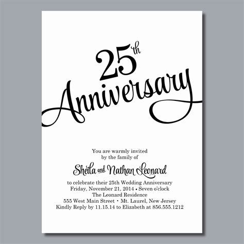 25th Anniversary Invitation Cards Best Of 25th Wedding Anniversa ...