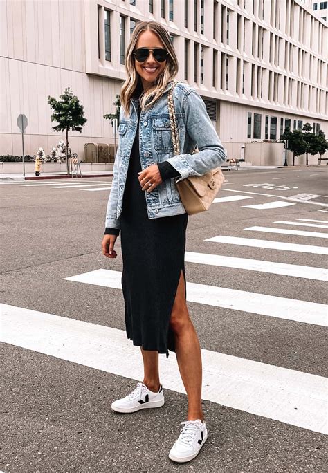 11+ *Modern* Ways To Style A Jean Jacket With Black Dress