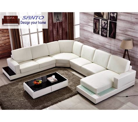 Luxury European Style Living Room Genuine Leather L-Shape Sofa Set ...