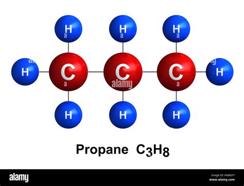 3d render of molecular structure of propane isolated over white ...