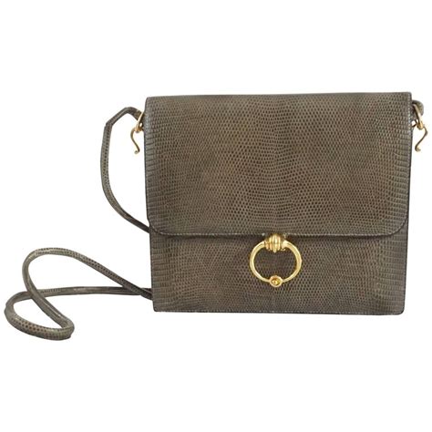 Hermes Olive Lizard Sequana Handbag - GHW - 1970's For Sale at 1stDibs