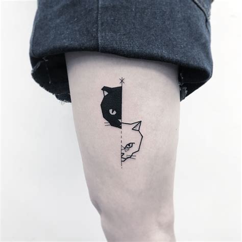 ️Black cat . White cat ️ . . Done at @ringthebellhk 🇭🇰 . . #cattattoo ...