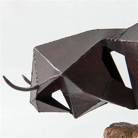 Modern Bull Sculpture Unique Geometric Cast Iron Bull Statue Table ...