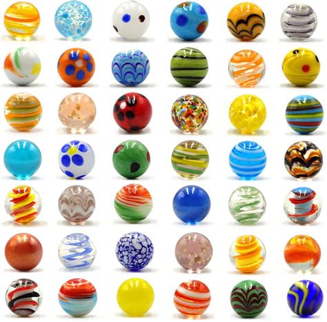 DSHMIXIA 42pcs Marbles for Kids Enthusiasts 0.63 inch Small Handmade Glass Marbles Decoration ...