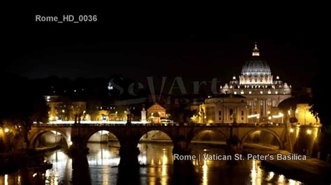 UHD Ultra HD 4K Video Stock Footage Rome Italy Skyline Vatican St Peter's Basilica Day Night ...