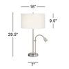 Possini Euro Design Traverse Modern Table Lamps Set Of 2 29 1/2" Tall Brushed Nickel With Usb ...