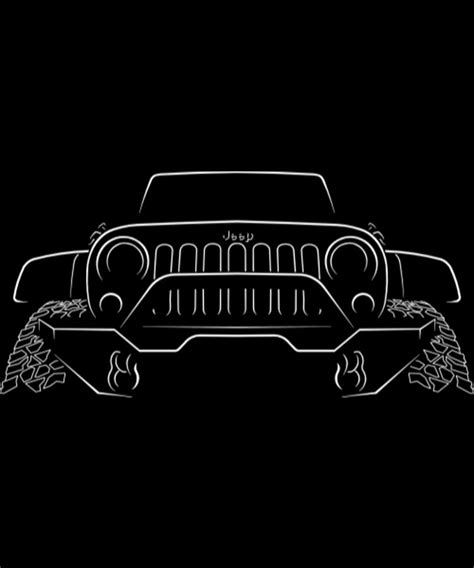 Jeep Jeep Wrangler Rubicon front stencil white Painting by King Darren - Fine Art America