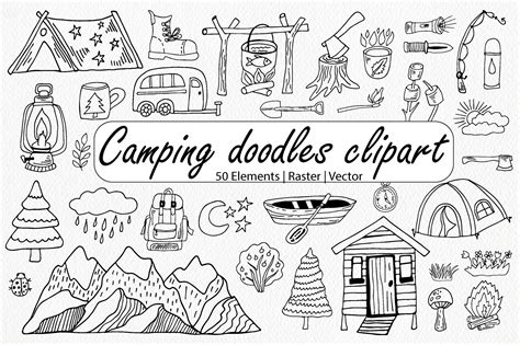 Camping Black And White Clip Art