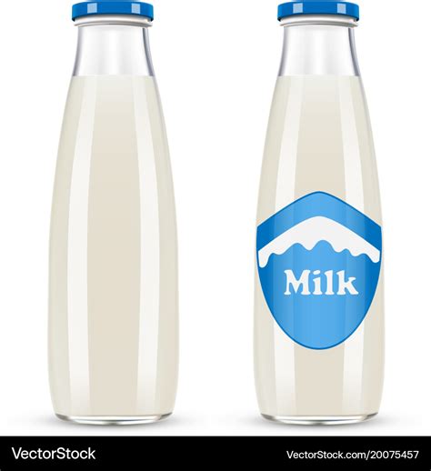 Glass bottle of milk isolated on white background Vector Image