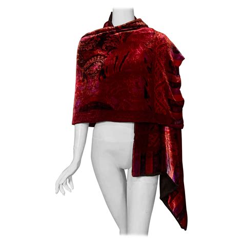 Etro Paisley Pattern Silk Velvet Shawl Reversing to a Black Cashmere ...