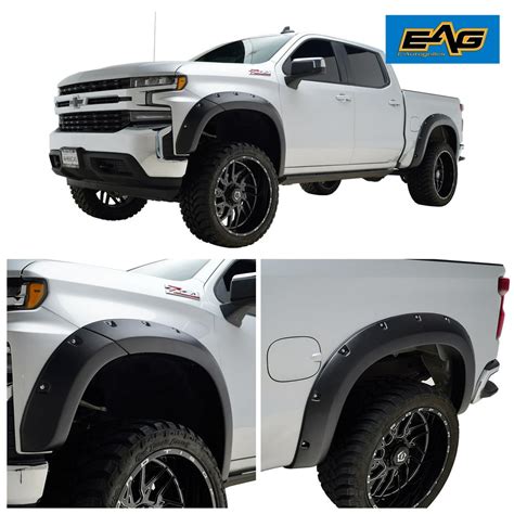 EAG Pocket Fender Flares Fits 2019-2020 Chevy Silverado 1500 Bolt On ...