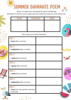 Diamante Poem Worksheet by Emily Frank | TPT