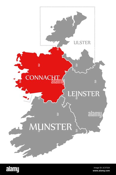 Connacht red highlighted in map of Ireland Stock Photo - Alamy