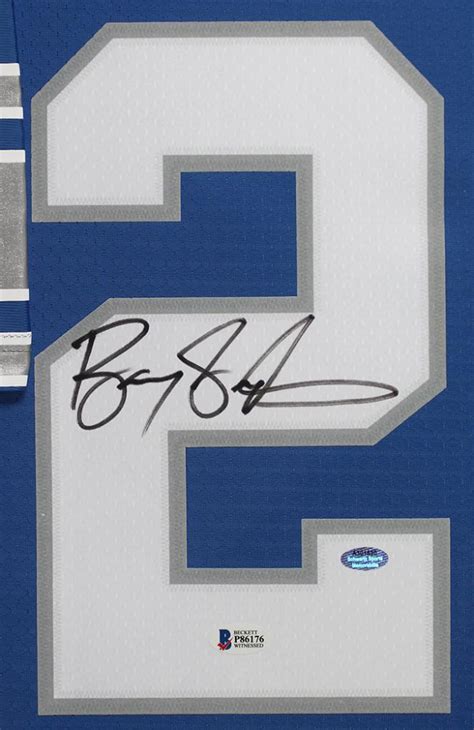 Barry Sanders Signed Custom Framed Jersey Display (Beckett) | Pristine ...