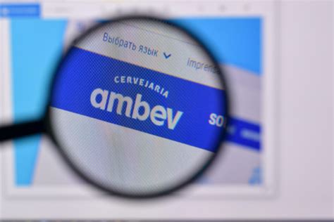 Homepage of ambev website on the display of PC, url - ambev.com.br ...