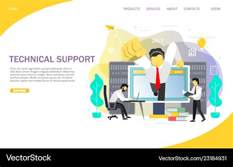 Technical support landing page website template Vector Image