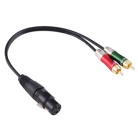 30cm Metal Head 3 Pin XLR CANNON Female to 2 RCA Male Audio Connector ...