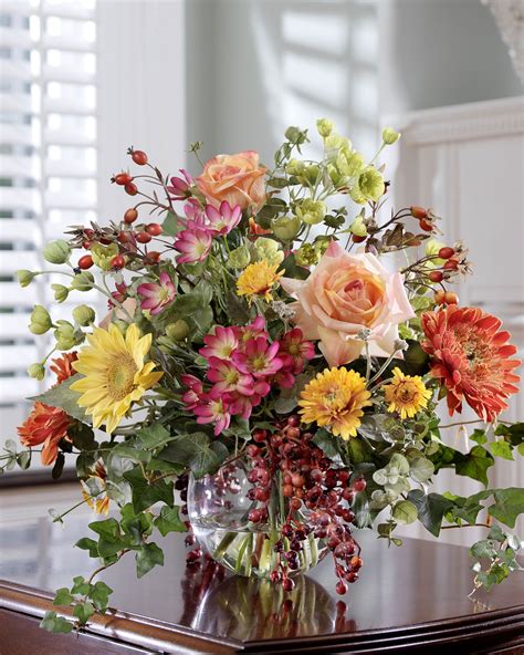 Mixed Flower & Berry Silk Centerpiece | Berry, Centerpieces and Zinnias