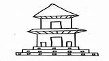 Buddhist Temple Drawing sketch template