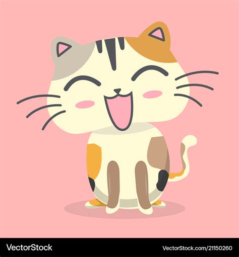 Cartoon cat smile emotion pink background i Vector Image