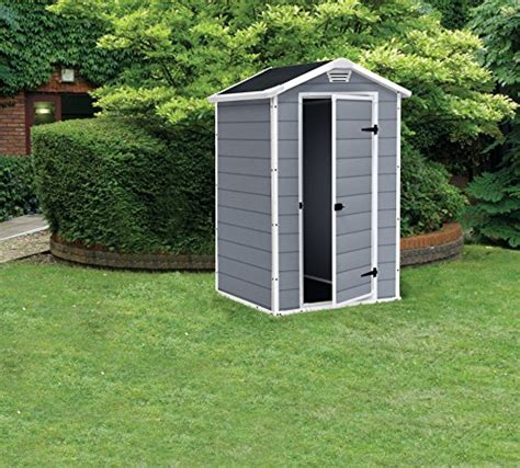 Keter Manor Outdoor Plastic Garden Storage Shed, Grey, 4 x 3 ft ...