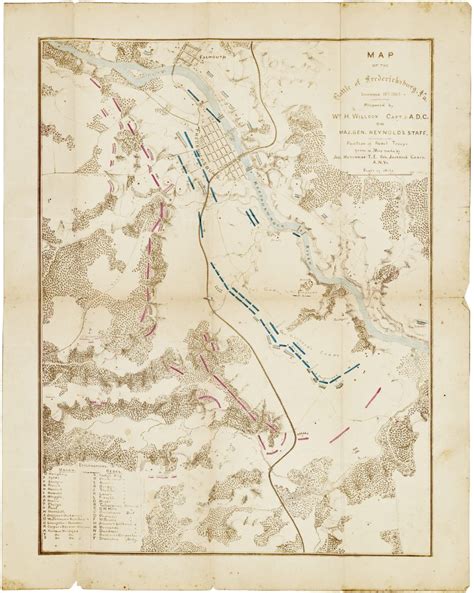 Unrecorded map of the 1862 Battle of Fredericksburg drawing on a ...